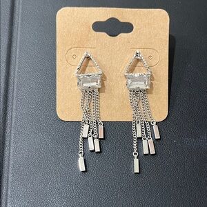 Park Lane Silver Triangle Dangle Earrings-“Edge”